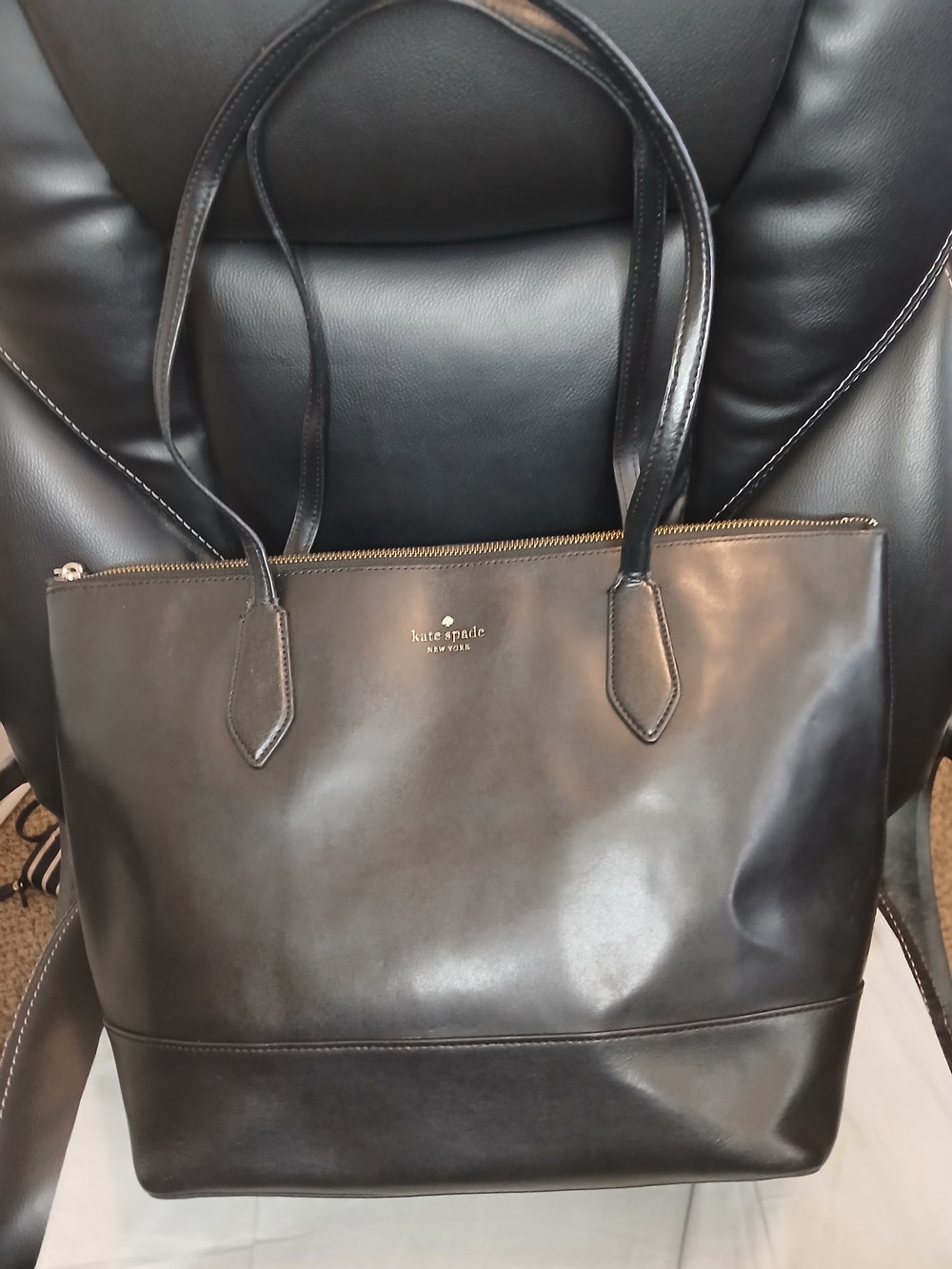 kate spade Black Leather Tote Bag